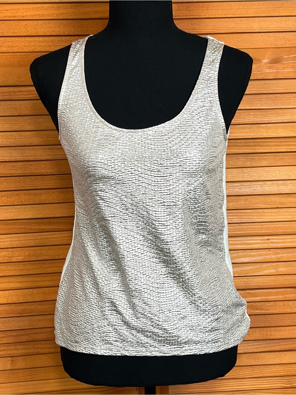 Express Silver Scoop Neck Textured Tank